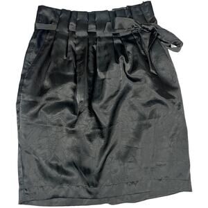 Go International Skirt Black High-Rise Pleated Ribbon‎ Paperbag Waist Junior's 5